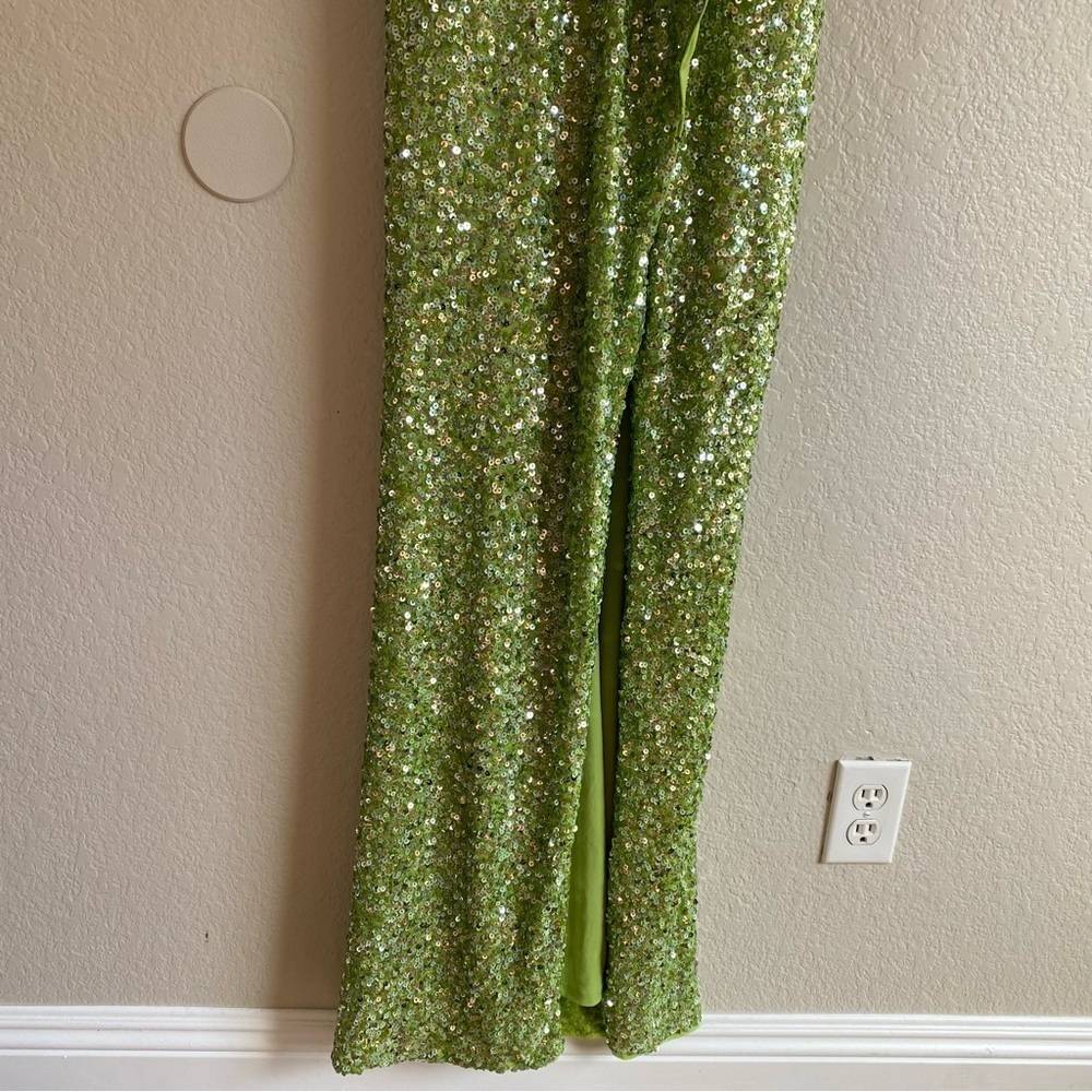 Dress The Population Kai Strapless Sequin Gown Dress Size S Lime Green New - Picture 13 of 15